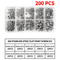 M3 - M10 Sizes DIN913 Hex Socket Allen Flat Point Grub Bolt Assortment - Black Steel & 304 Stainless Steel Mix