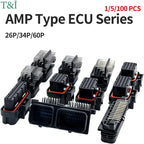 1/5/50PCS AMP Type ECU Automotive Board End Connector Waterproof Socket Harness Plug PCB Panel Flame Retardant 26P 34Pin 1437290