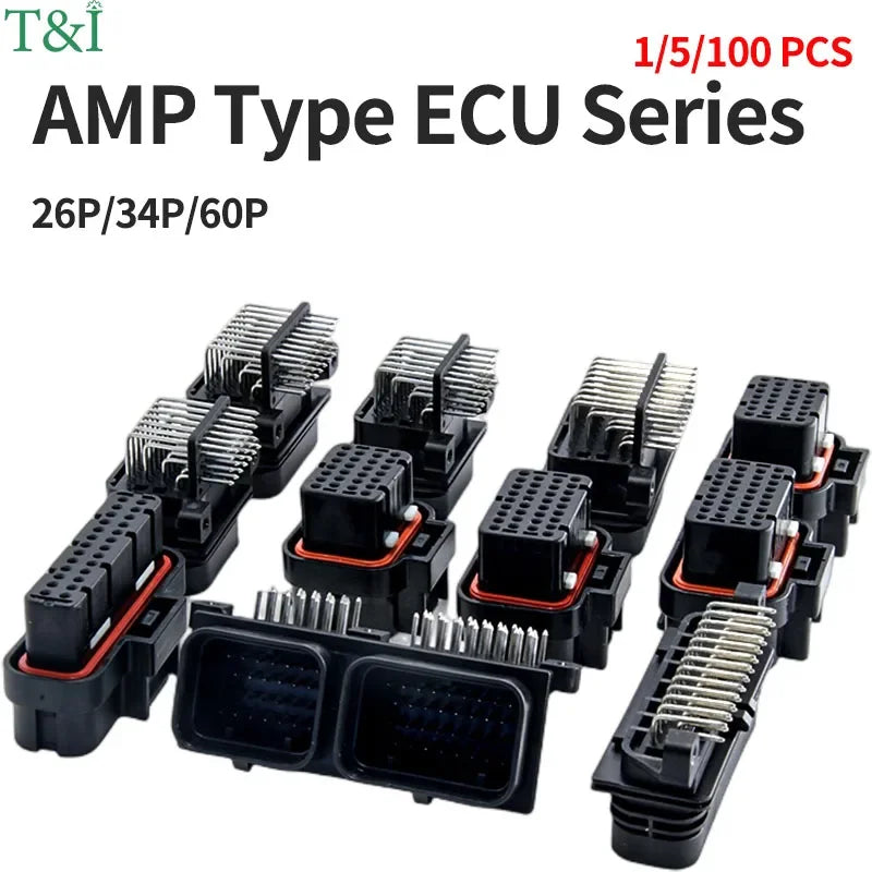 1/5/50PCS AMP Type ECU Automotive Board End Connector Waterproof Socket Harness Plug PCB Panel Flame Retardant 26P 34Pin 1437290
