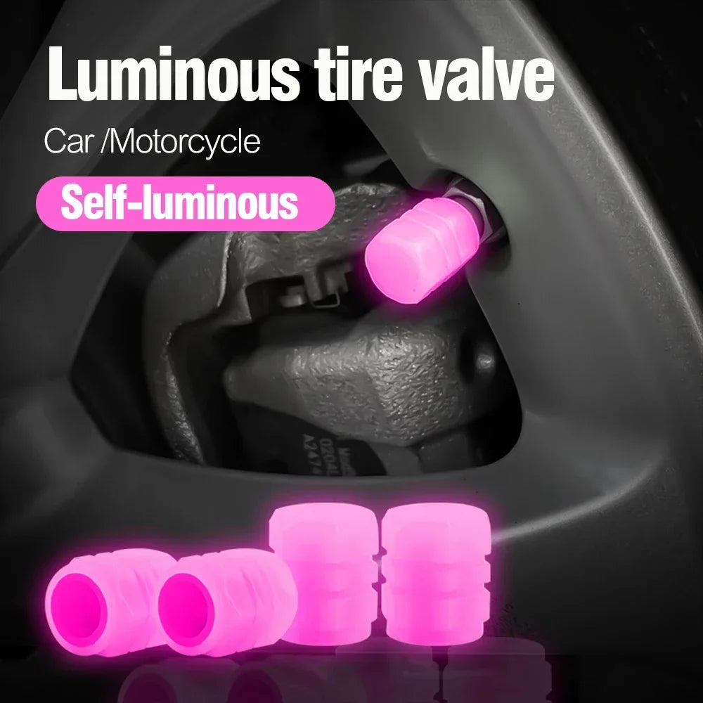 Luminous Car Tire Valve Cap 20/1PCS Fluorescent Night Glowing Decor Motorcycle Bike Wheel Nozzle Dustproof Tyre Valve Stem Caps