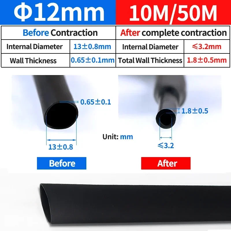 5Meter 4:1 Heat Shrink Tube with Glue Thermoretractile Heat Shrinkable Tubing Dual Wall Heat Shrink Tubing 4 6 8 12 16 20 24 32