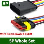 5/20/100Sets AMP Type 1.5 Series Automotive Waterproof Connector Plug Socket HID Male&Female 15CM Wire Harness 1P/2P/3P/4P/5P/6P