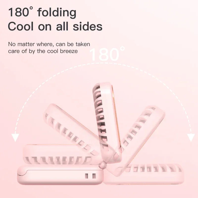Foldable Mini Fan Portable Desk Fan with Phone Stand USB Rechargeable Handheld Fan for Outdoor Travel Camping Hanging Neck Amagi