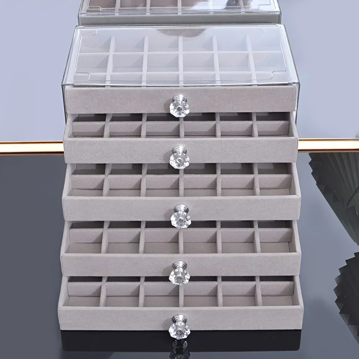 Layer Drawer Style Velvet Jewelry Box Earring Bracelet Storage Rack Multi Layer Display Case for Jewelry Accessories Amagi