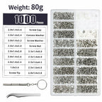 Glasses Watch Repair Kit 1000pcs Screws, Dual Head Screwdrivers & Precision Tweezers Set for Eyewear Jewelry Fix Tools with Case