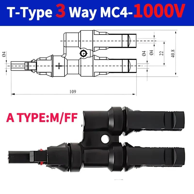 1/5/20/100 Sets PV T Branch Photovoltaic Solar Connector 1000V 30A Male Female 1 To 2/3/4/5/6 PV Plug 2/3/4/5/6IN 1OUT Adapter