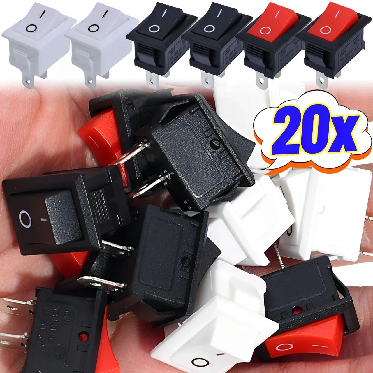 Push Button Switch 21x15mm SPST 2Pin 6A 250V KCD11 Snap-in on/Off Rocker Switch 21MM*15MM Black Red and White 10/5Pcs