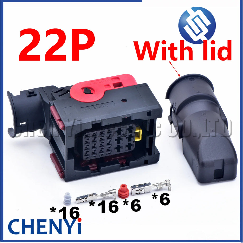 22 Pin ECU Connector Black Waterproof Plug 1-1823449-1 1-1823661-1 1-1823440-3 1-1823441-3 1355233-3 1823442-1 With Pins or lid