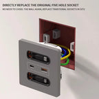 86-Type Wall Socket Panel with 20W USB-C PD & USB-A Ports | 80CM Retractable Cable for iPhone/Android Fast Charging