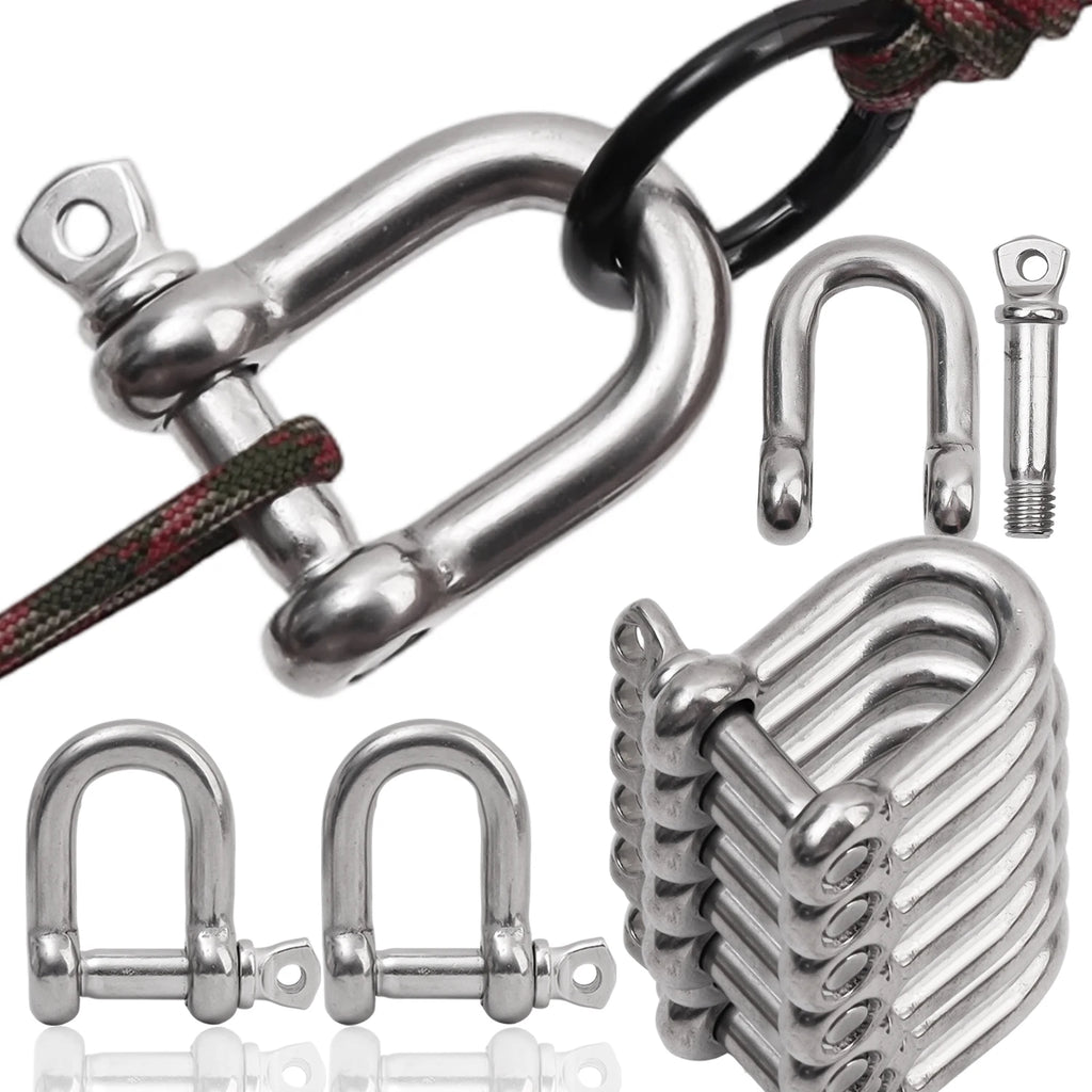 Stainless Steel D Ring Shackle HeavyDuty Ship Rigging Mooring Tow Recovery Clip Boat Vehicle Rope Chain Connector Metal Fastener
