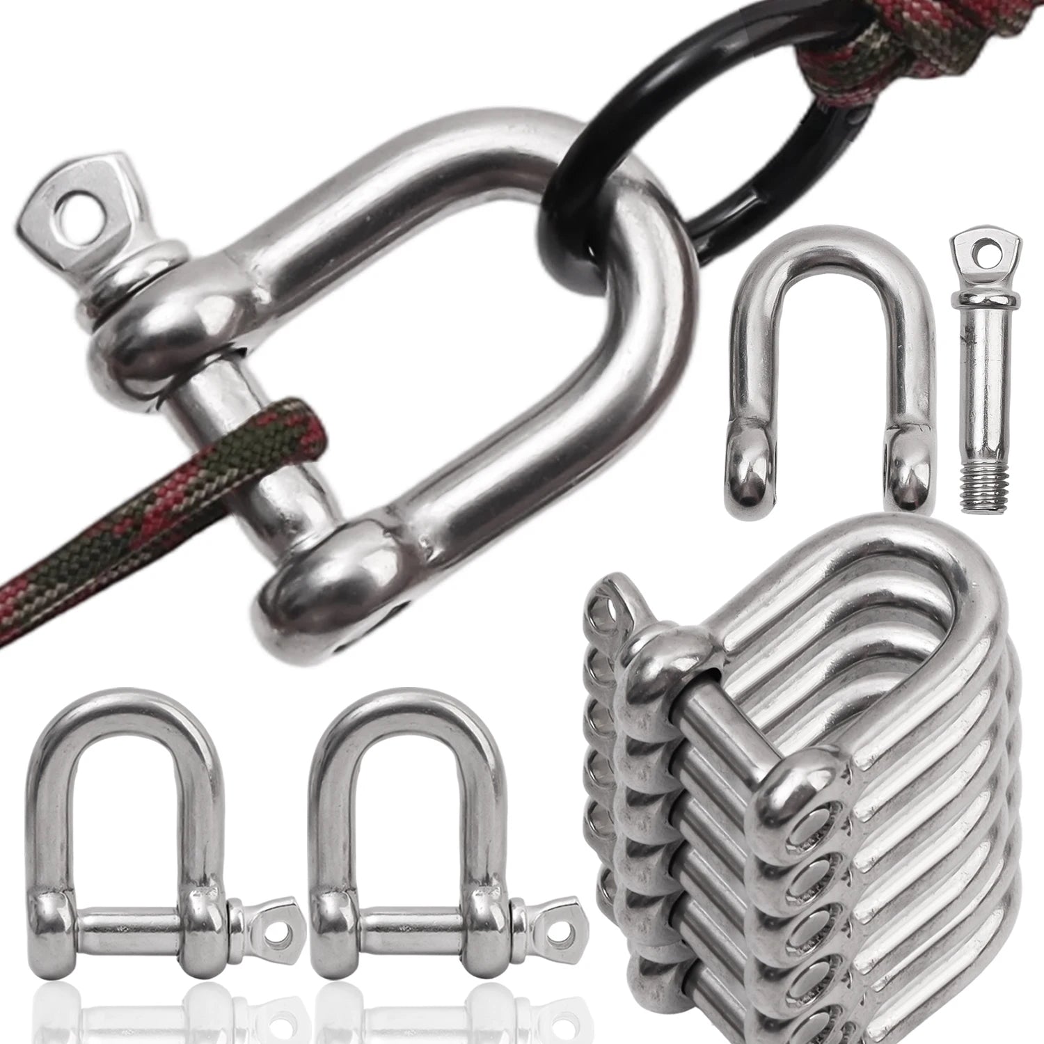 Stainless Steel D Ring Shackle HeavyDuty Ship Rigging Mooring Tow Recovery Clip Boat Vehicle Rope Chain Connector Metal Fastener