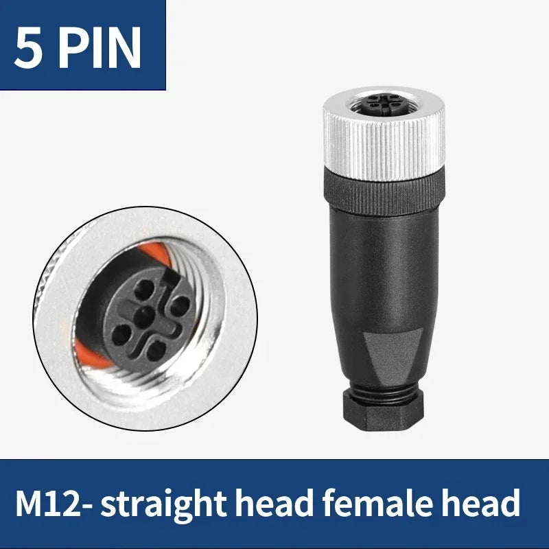 1Pcs M12 12MM Sensor Connector Straight Angle Male Female Waterproof Screw Threaded Plug Coupling 4 5 8 Pin PG7