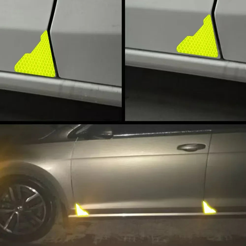 Reflective Car Door Corner Protector Stickers High Visibility Night Glow Safety Warning Anti Collision Decals for Auto Bumper