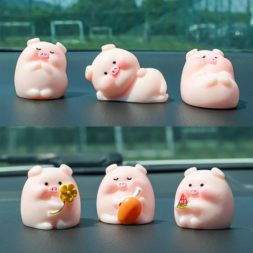 Car Mini Pig Ornaments Auto Center Console DIY Decoration Pendant Cartoon Resin Piglet Home Figurines Miniatures Desktop Decor