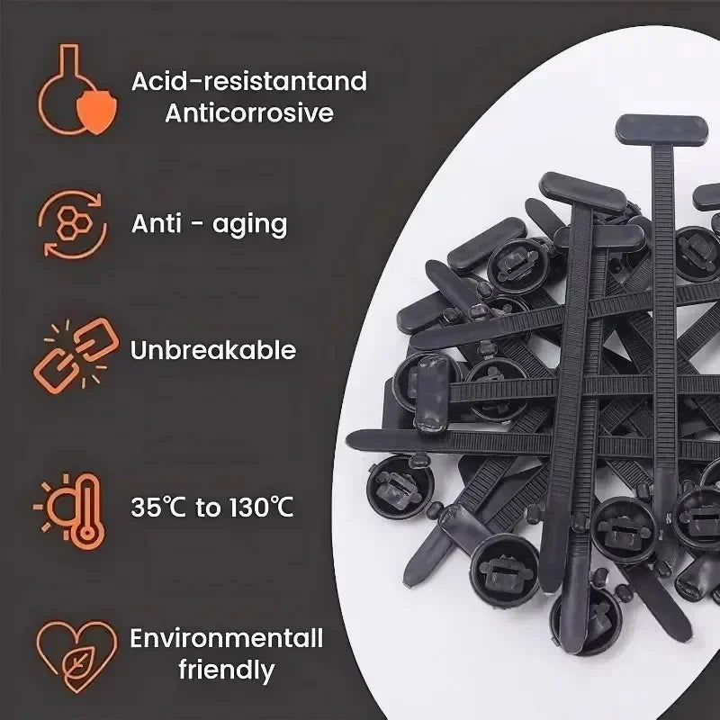 1-100SET Nylon Cable Tie Buckle Multipurpose Cable Ties Tool Universal Heavy Duty for Car Repair Self Locking Zip Black Zip Ties