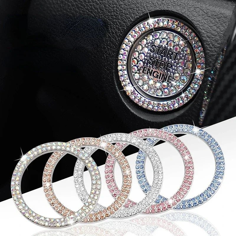 Car One-click Start Button Interior Engine Ignition Start Stop Button Protective Cover Crystal Decoration Car Accessories amagi