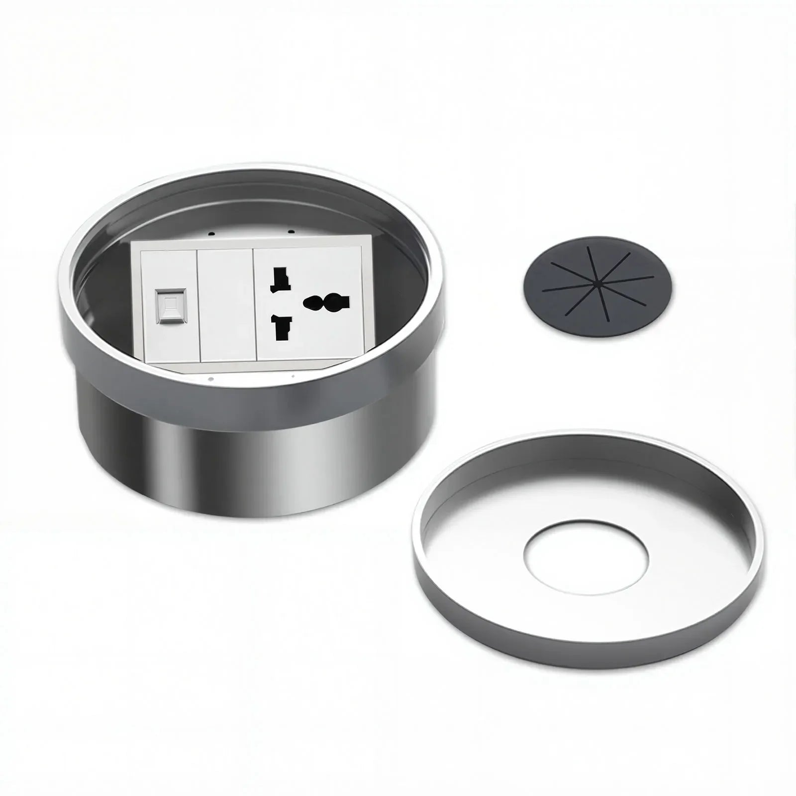 Embedded Hidden Ground Plug Flush Design Stainless Steel Compressive Anti-Rust Anti-Corrosion Home Office Indoor Socket Outlet