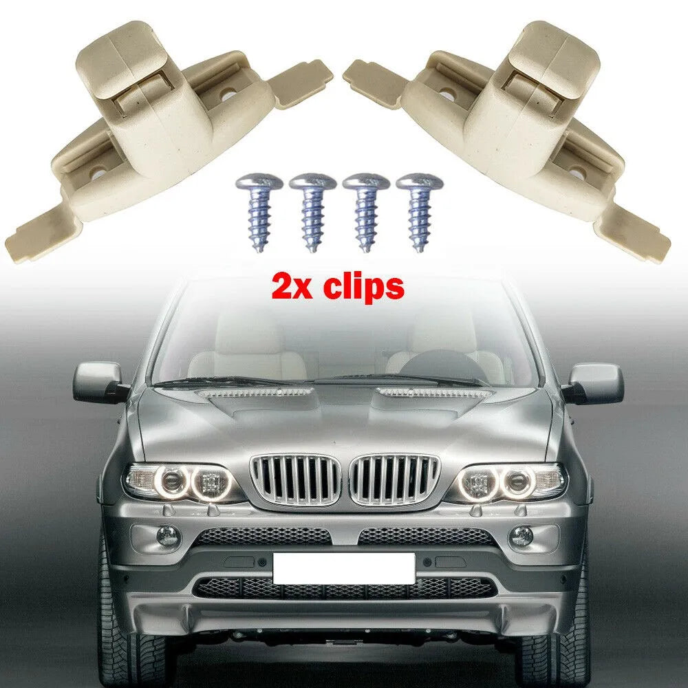 2Pcs Sun Visor Clips Holder Bracket Mount For BMW 3 5 7 Series E46 E38 E39 E53 X5 Interior Beige Sun Visor Clip Holder