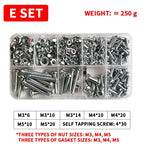 M3-M6 Phillips Pan Head Self-Tapping Screw Assortment Kit with Nuts & Washers - Stainless Steel Fastener Set for DIY/Machinery