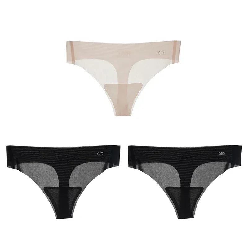 Transparent Thong Panties Women Ultra-thin Sense Sexy Female Seamless Low-waist Solid Color G-string Quick Drying Underwear amag
