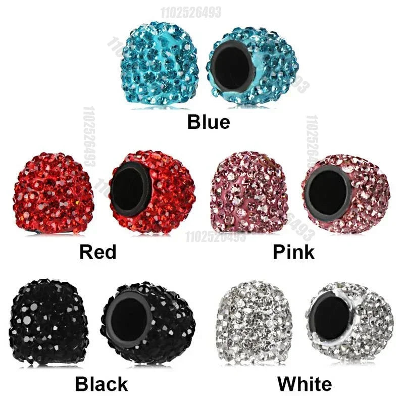 4pcs Diamond Crystal Car Tire Valve Caps Shining Dust-proof Wheel Valve Cover Vehicle Bling Valve Cap Car Styling Amagi