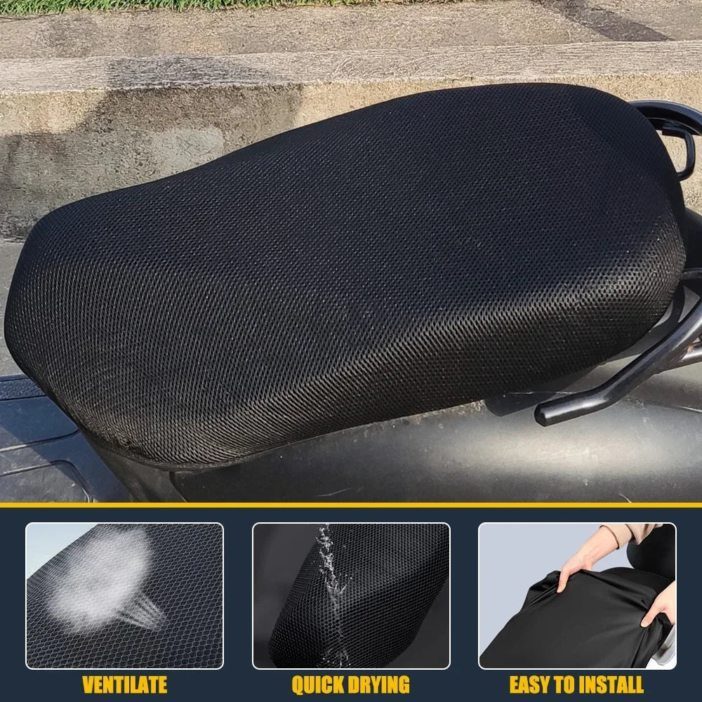 Motorcycle Electric Bike Breathable Seat Cover 3D Mesh Summer Heat Insulation Waterproof Pad Seat Cushion Honeycomb Mesh Amagi