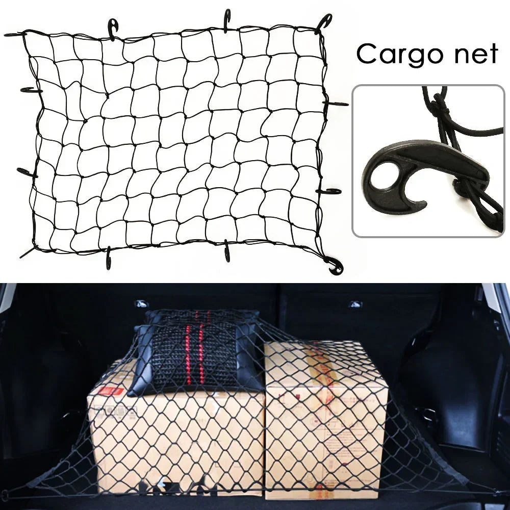 Car Heavy Duty Rubber Cargo Net Universal Fit for Truck Bed SUV Trailer Boat RV - Elastic Bungee with Superior Durability amagi