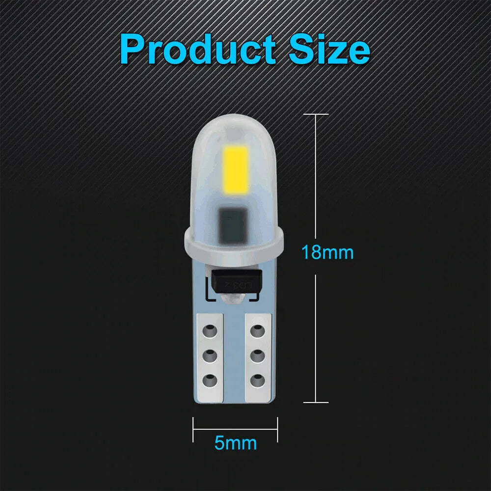 10x Car Instrument Warning Lights White T5 3014 SMD LED Wedge Dashboard Warning Instrument Panel Light Lamps