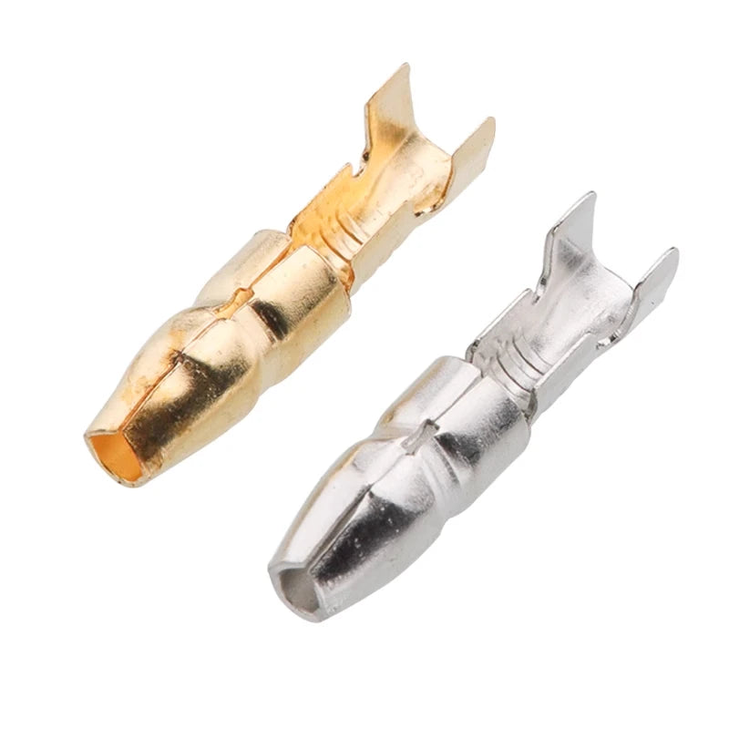 100set of 4.0 male and female bullet heads with protective sleeves, brass natural-color tin-plated docking bullet heads, male