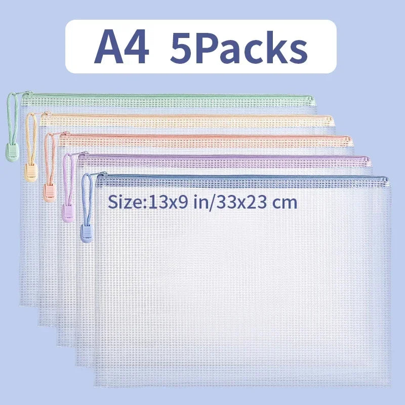 5/10/20pcs Mesh Zipper Bag Jigsaw Bag Zipper Bag for Organizing Classroom Organization Plastic Zipper Bag A4 Size Board Gam Amag