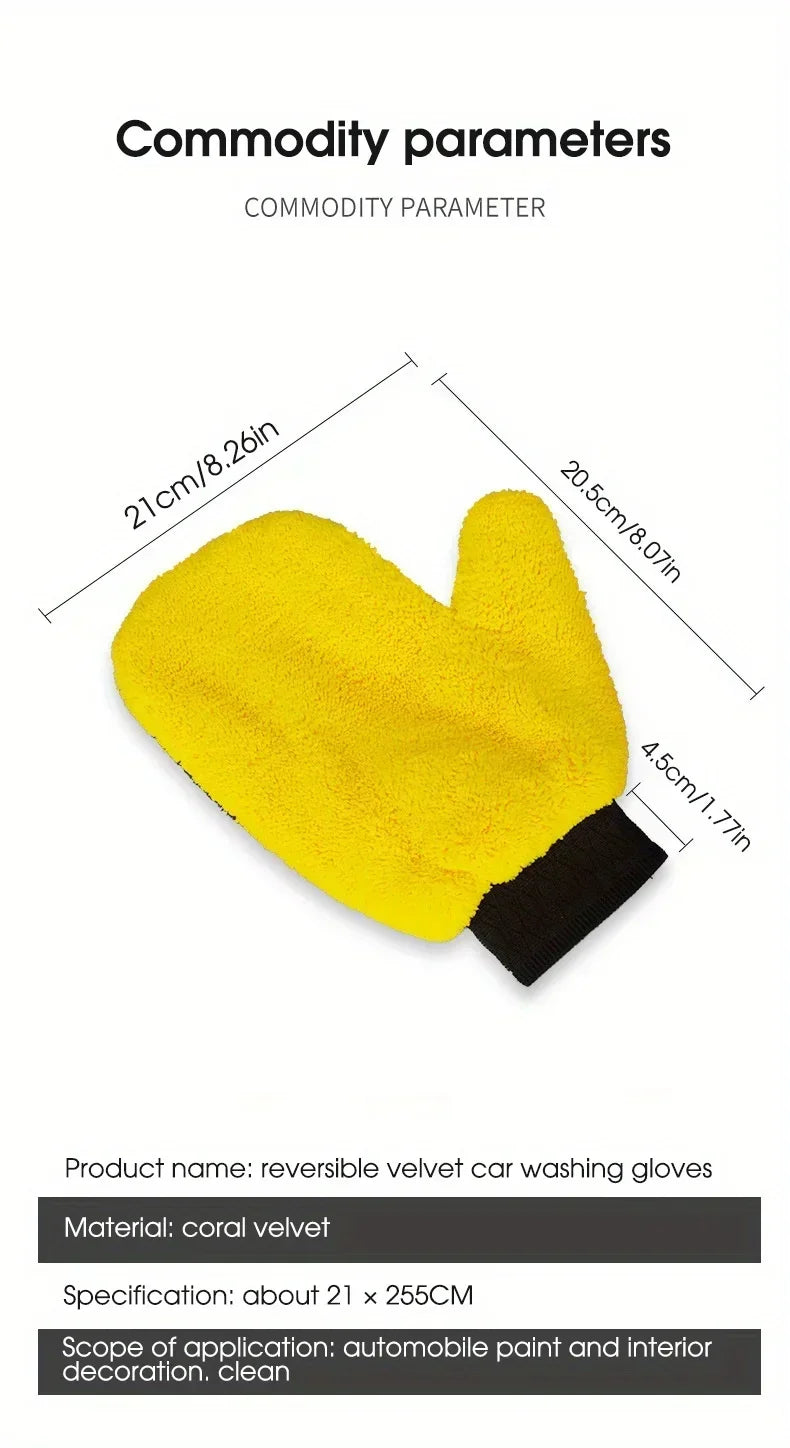Car Washing Gloves Double Sided Coral Fleece Thickened Super Absorbent Car Wiping Gloves Cleaning Tools Amagi