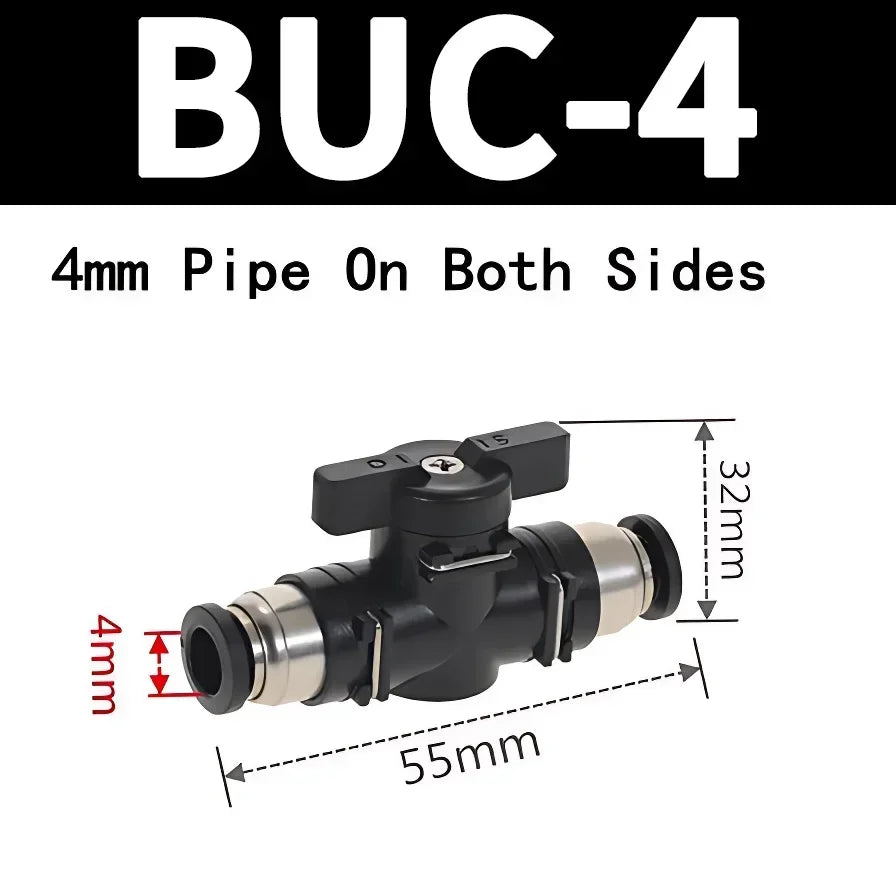 BUC Pneumatic Manual Valve - Straight Head Quick Coupling Steering Switch Manual Ball Valve for Air Hose (4mm,6mm,8mm,10mm,12mm)