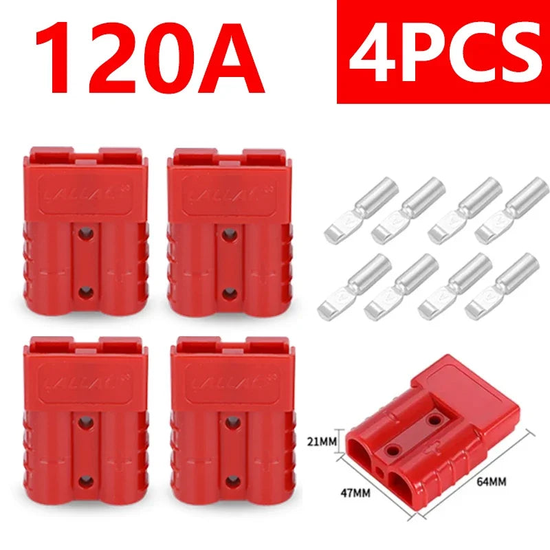 4Pcs  50A/120A Quick Connect Plug Kit - Silver Plated Copper Connector for 12-36V Winch/ATV/Trailer Wiring