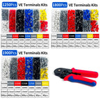 200-1900Pcs E0508/E7508/E1008 Crimp Terminals | Pre-Insulated Ring Connectors for Electrical Wiring & Industrial Use