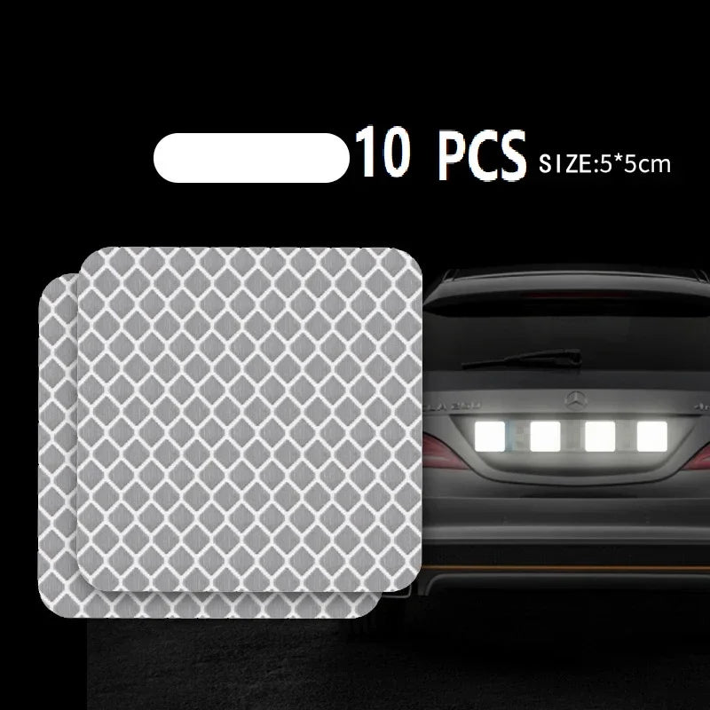 10pcs Car Bumper Reflective Stickers Reflective Warning Strip Tape Secure Reflector Stickers Decals Accessories
