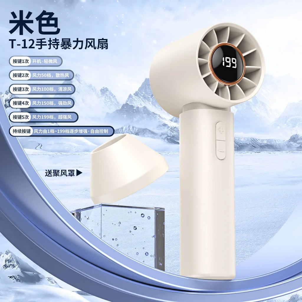 Car Portable Handheld Turbo Fan Rechargeable Mini Fans Ice Cooling LED Digital Display For Travel Office Outdoor Amagi