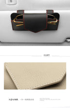 Car PU Leather Glasses Clip, Multi-Functional Sun Visor Holder, Sunglasses Box Storage Bag Clip, Car Interior Accessories Amagi