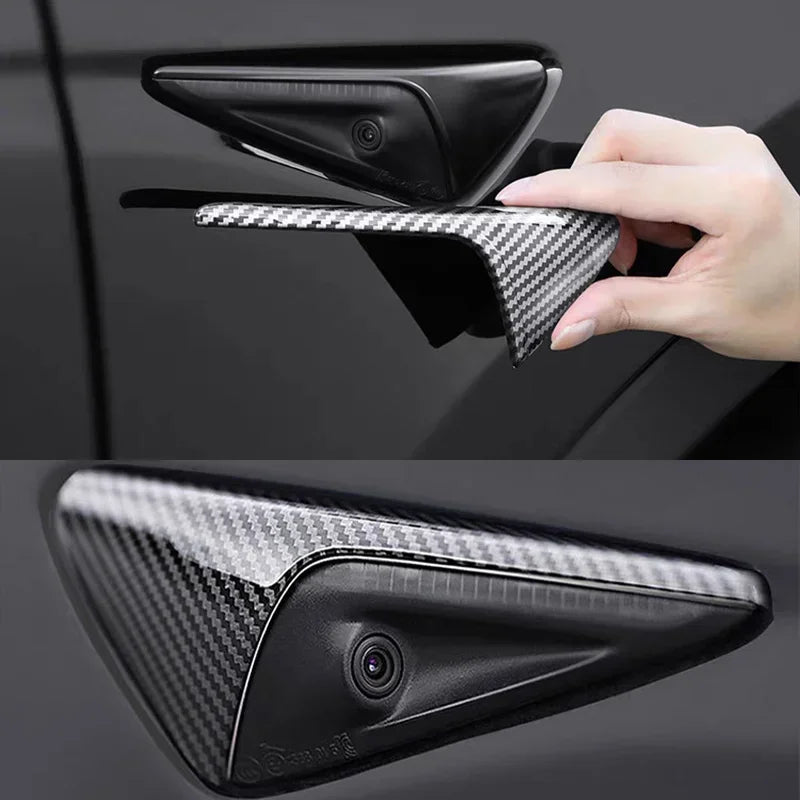 imitate Carbon Fiber For Tesla 2021 2022 2023 Model Y 3 Fender Side Camera Protective Cover Glossy Matte Color Amagi
