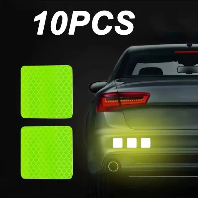 10pcs/set Car Bumper Reflective Safety Strip Stickers Car Reflective Sticker Reflective Warning Safety Tape Stickers Decals