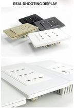 118x75mm Type-C Fast Charging Wall Socket Italy & Chile Schuko Outlet - Tempered Glass Panel Modern Design -Type Switch