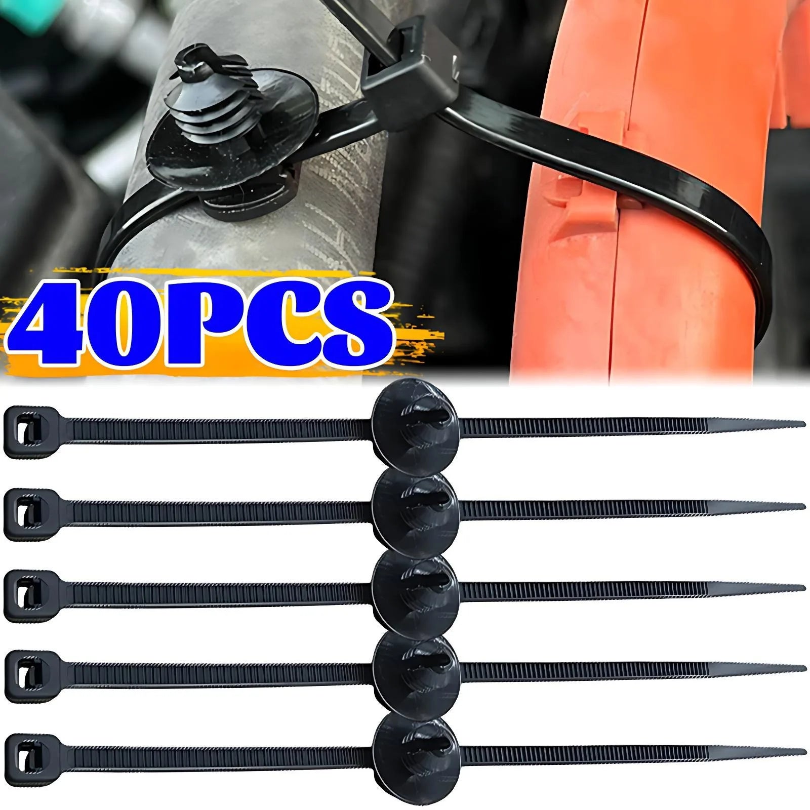 Universal Car Wiring Harness Fastener Clip Push Mount Cable Tie Nylon Zip Tie Auto Wire Loom Fixer Retainer Strap Set 15cm 20cm