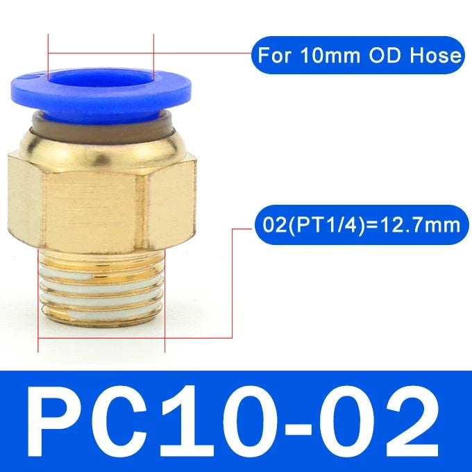5PCS PC Pneumatic Quick Connector - 4-12mm Push In Fitting for 1/8" 1/4" 3/8" 1/2" BSPT Thread Air Hose & Tube,Industrial Use