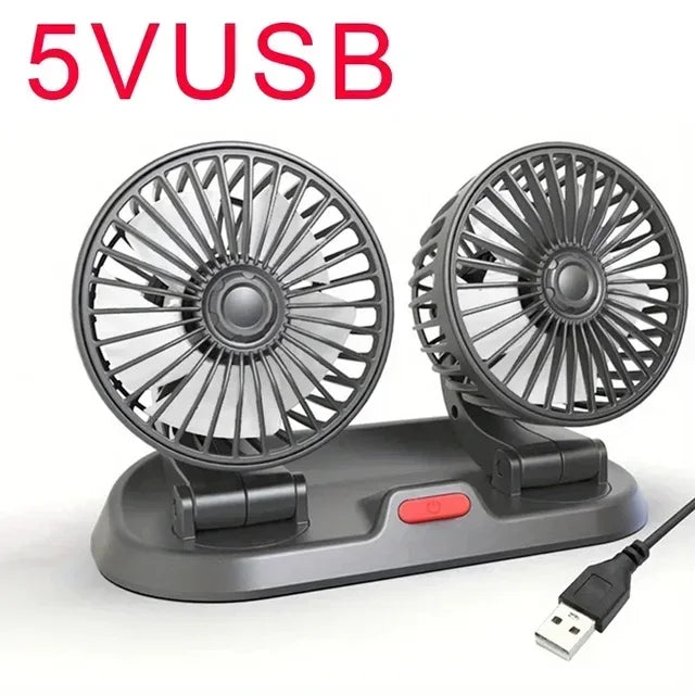 Car Fan 360° Adjustable 3 Head Air Fan Automotive Electric Fan USB/12V/24V Fan 2 Speeds Car Silent Fan For Home Desk Office Amag