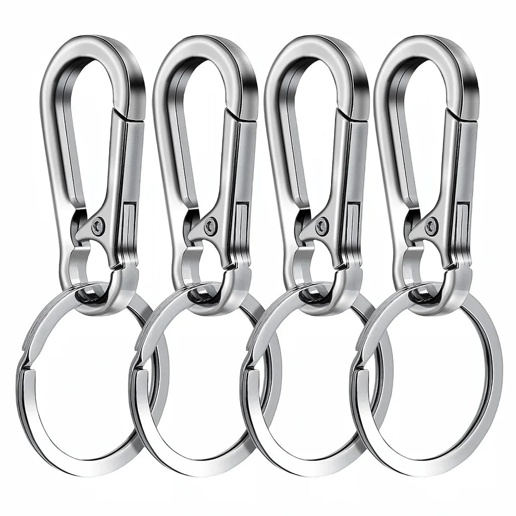 4Pcs Metal Carabiner Shape Key Ring Keyring Carabiner Clip Keychain Holder Clips Hook Holder Organizer for Car Keys Finder Amagi