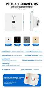 In-Wall Smart WiFi Router Panel 1000Mbps - 86-Type Hidden AP with 110V-220V for Home/Hotel Network Coverage
