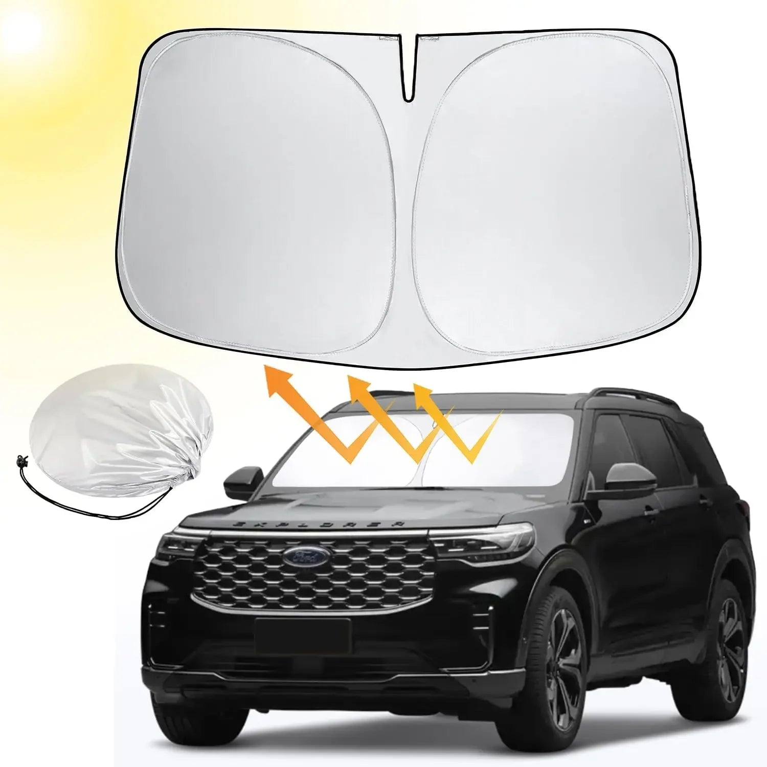 Front Windshield Sunshade, Foldable Sun Visor , Suitable for Sedan and SUV Models Amagi