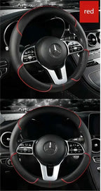 All Seasons Leather Diamond Steering Wheel Cover Universal Fit for 14 .5-15 Inch Durable Leather Cover Anti-Slip Veins Amagi