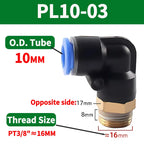 PL Push to Connect Tube Fitting Male Elbow PL4/6/8/10/12mm Tube OD x M5/01/02/03/04 Thread Pneumatic Air Push Fit Lock Fitting