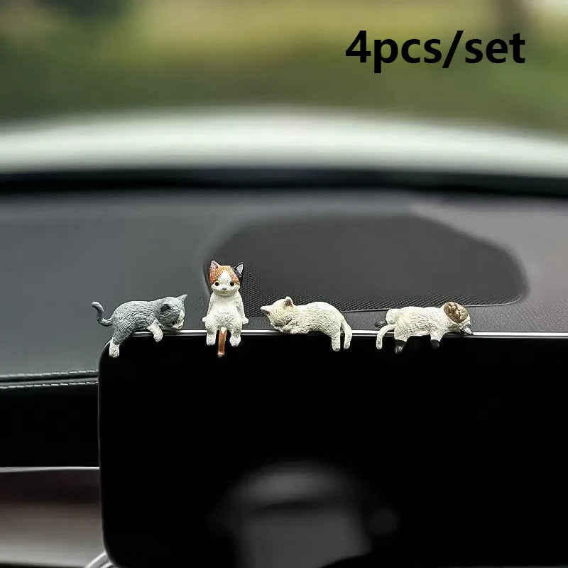 1/4Pcs Car Decoration Sleeping Cat Doll Kitty Creative Auto Ornaments Toys Cat Micro Landscape Model Cute Car Accessories Gifts