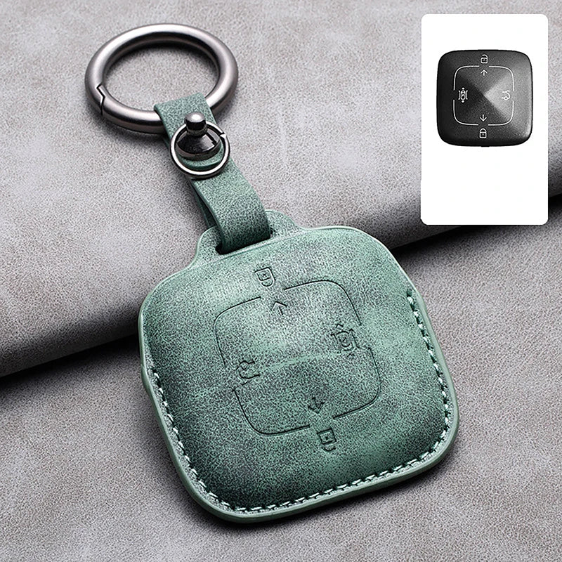New Leather 4 Buttons Car Remote Key Case Cover for Zeekr 001 X 2021 2022 2023 for ZEEKR 001 009 Full Protector Fob Keychain